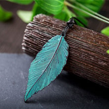 Vintage Green Leaf Pendant Long Necklace for Women Jewelry Pendants Jewellery necklaces & pendants Suspension Goth Chokers Chain 2024 - buy cheap