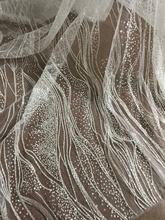 top selling Hand print glued glitter mesh tulle african lace fabric CiCi-71102 for wedding dress 2024 - buy cheap