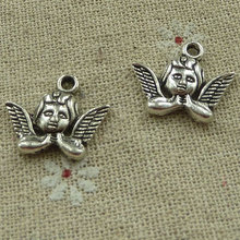180 piezas encantos de Ángel de plata tibetana 19x16mm #3866 2024 - compra barato