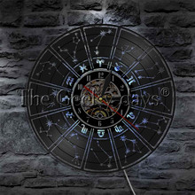  Zodiac Sign Horoscope Astrology LED Light Vinyl Record Wall Clock Retro Wall Lamp LED Wall Art Luminous Wall Clock 2024 - buy cheap