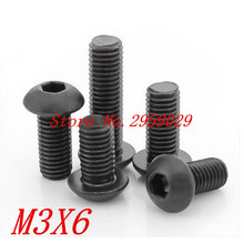 1000PCS ISO7380  m3*6 M3 x 6mm Steel with black hex hexagon socket button head screw 2024 - buy cheap