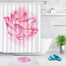 Ink Painting Lotus Flower Bloom Pink White Shower Curtains Bathroom Curtain Waterproof Polyester Fabric for Bathtub Home Decor 2024 - buy cheap