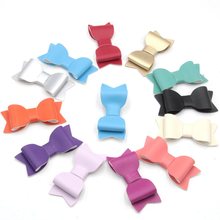 10pcs/lot Trendy 3" PU Leather Bow With/Without Clips Hair Bow Kids Hair Accessories Headwrap Bandeau Hairband Solid Leather Bow 2024 - buy cheap