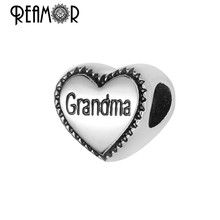 Reamor On Sale 5pcs 316l Stainless Steel Grandma Beads Lovely Heart Metal Charms Beads For Bracelet Bangle DIY Jewelry Making 2024 - buy cheap