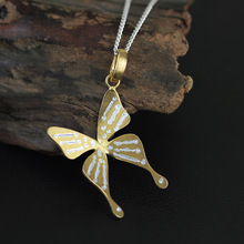 925 Sterling Silver Jewelry Butterfly Pendant Fashion Jewelry Gilt Pendant  Two Tone Color Hand Made Silver Jewelry (WS) 2024 - buy cheap