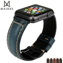 MAIKES Vintage leather watchbands watch accessories iwatch strap 44mm 40mm bracelet for Apple watch band 42mm 38mm series 3/2/1 2024 - buy cheap