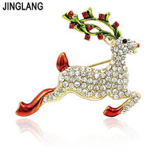 JINGLANG Fashion Gold Color Animal Brooches White Rhinestone Christmas Deer Brooches For Christmas Decoration Jewelry Gifts 2024 - buy cheap