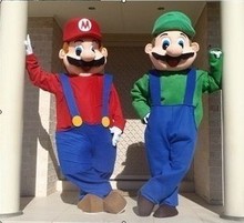 Adult Size Super Mario Mascot Costume Fancy Dress Lovely Brothers Suit HOT! 2024 - buy cheap