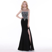 Finove 2020 New Arrivals Vintage Full Beading Long Elegant Evening Dress Sexy Blackless Split Side Formal Party Gowns For Woman 2024 - buy cheap