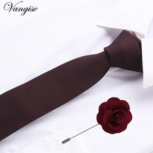 Vangise 6,5 см хлопковый мужской галстук в клетку Красный Галстук Пейсли и брошь в комплекте классический коричневый/черный/синий галстук для вечевечерние НКИ 2024 - купить недорого