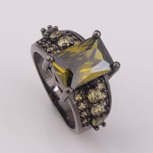 S925Mall Vintage ring for women black gold-color  2016 black jewelry square grass green CZ  wedding ring 2024 - buy cheap