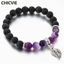 CHICVIE Silver Hollow Leave Bracelet Bangles For women Jewelry Natural Stone Bead Custom Personalized Bracelet Femme SBR180142 2024 - buy cheap