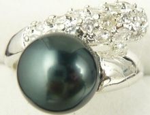 wholesal fashion jewelry noble  plated 8mm black shell pearl ring #7,8,9 35% 2024 - buy cheap