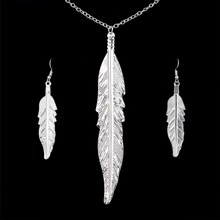 Hot Item Silver Plated Leave Pendant Jewelry Set For Women 2024 - buy cheap