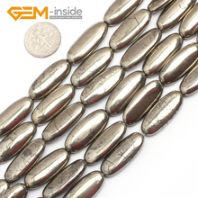 10x25mm Oval Shape Gray Pyrite Beads Strand 15 inches Natural Stone Beads Loose Bead For Bracelet Making Wholesale ! 2024 - buy cheap