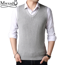 Mwxsd casual men's V-neck sleeveless Sweaters men slim fit Korean cotton pullover sweater Men Slim fit Knit waistcoat jumper 2024 - buy cheap