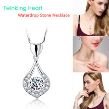 Diomedes Twinkling Heart Waterdrop Stone Necklace women Sterling Silver Pendant Necklace Jewelry WHOSALE DROP SHIPPING MAY6 2024 - buy cheap