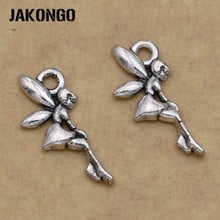 JAKONGO 40PCS Antique Silver Plated Angel Charm Pendants for Jewelry Making Bracelet Accessories Jewelry Findings DIY 19x10mm 2024 - buy cheap