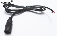 Nchtek conector de tomada fêmea dc 5.5x2.1mm, com cabo para pc cctv, câmera, cerca de 1m, frete grátis, 25 peças 2024 - compre barato