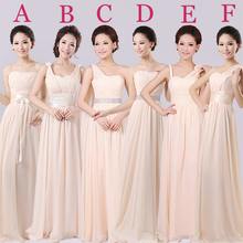 Elegant Women Light Champagne Floor Length Bridesmaid Dresses Long Chiffon Wedding Party Dress Sweet  Memory 2024 - buy cheap