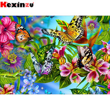 Kexinzu pintura completa quadrada/redonda 5d, ponto cruz "borboleta", bordado 3d, mosaico, decoração para casa, presente k94 2024 - compre barato