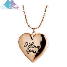 Miss Lady I love You Words Floating Open Locket Pendant Necklace Gold/Sliver color  Photo Jewelry Necklaces & Pendants MLY53N 2024 - buy cheap
