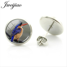 Jweijiao-brincos de pássaros europeus, nova cor vintage, decoração com cabochão em vidro para fotos de pássaros, animais, bola, joias bd07 2024 - compre barato