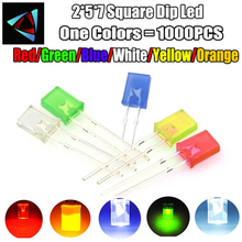 Diodo emisor de luz roja, LED cuadrado 1000, 2x5x7, blanco, amarillo, verde, azul, Kit Diy electrónico, difuso, 257 Uds. 2023 - compra barato