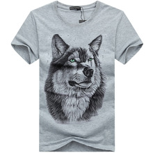 New Summer Large 3D Brand of the head of the Wolf Man T-shirt round neck T-shirt men's short sleeve fashion shirt t short sleeve 2024 - buy cheap