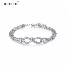 LUOTEEMI Exquisite Link Chain Bracelet for Women for Wedding Dating Shiny CZ Clap Pulseras Mujer Female Jewelry Christmas Gift 2024 - buy cheap