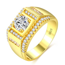 Anillo de oro para hombre, joyería de simulación con microincrustaciones, para boda, para compromiso, regalos de amor 2024 - compra barato