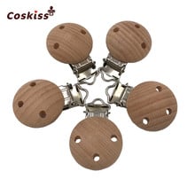 Wooden Soother Clip Nursing 3.5cm Beech Perforated Pacifier Clips Chewable Teething Diy Dummy Clip Chains Baby Teether 2024 - buy cheap