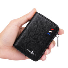 Credit Card Holder for Men 100% Real Leather Zipper Wallet Business Card Holder Leather purse for card P185127 2024 - buy cheap