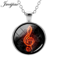 JWEIJIAO Music Notation Pendant Necklace Musical Note DIY Glass Cabochon Charms Necklace  Color Alloy Jewelry MT07 2024 - buy cheap