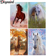 Dispaint 5D Diy Diamond Painting Cross Stitch "Animal horse flower" Home Decor Full Rhinestones Inlay Diamond Embroidery 2024 - buy cheap