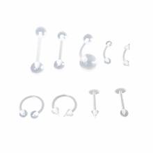 9Pcs/set Body Piercing Jewelry Clear Transparent Tongue Barbell Ring Acrylic Labret Piercing Tragus Eyebrow Ring #260111 2024 - buy cheap