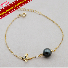 S925 Pure Silver Bee Decoration Pearl Bracelet Findings Women DIY Pearl Bracelet Components Silver&Gold Color 3Pcs/Lot 2024 - buy cheap