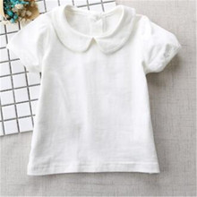 Летняя блузка для маленьких девочек Мягкая футболка из чистого хлопка для новорожденных Милые Удобные футболки с воротником в стиле питерпена для малышей, AA3393 2024 - купить недорого