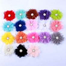 Mini flores artificiales de malla de tul para decoración de vestidos, flores de Navidad para invitación de boda, cabeza de flores, 6,5 CM, 5 uds. 2024 - compra barato