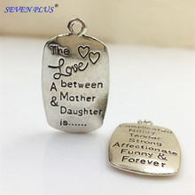 High Quality 10 Pieces/Lot 19mm*34mm Antique Silver Plated Jewelry Making Letter Printed Mother Daughter Charm 2024 - buy cheap