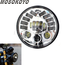 Farol de led para motocicleta, farol drl de feixe alto e baixo universal para harley chopper cafe racer touring dyna 2024 - compre barato