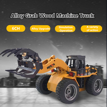Caminhão de brinquedo com controle remoto, modelo de brinquedo 2.4g 6ch rc de liga metálica de engenharia com cabo de madeira para meninos 2024 - compre barato