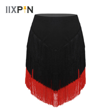 Tassels Latin skirt Women Elastic Waist Fringe Tassels Asymmetric Latin Dance Skirt Built-in Shorts Tango Rumba Ballroom Skirts 2024 - buy cheap