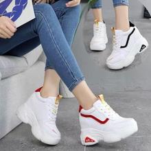 2022 Women's Vulcanize Shoes Lady Casual White Shoes Women Sneaker Black Leisure Thick Soled Shoes Flats Cross-tied Lace Up Soft 2024 - buy cheap