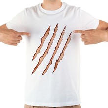 Забавная 3d-футболка jollypeach с изображением животных и следов царапин, мужская летняя новая белая Повседневная крутая футболка с коротким рукавом для мужчин, 2018 2024 - купить недорого