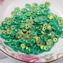 50g 4mm Round Wheel Flower Gold Plating Loose Sequins Sewing PVC  DIY Paillette Green Daisy Confetti Spangles 2024 - buy cheap