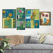 Arte decorativa para casa pôster de parede, pinturas à óleo sem moldura, tela de impressão nórdica, desenhos artísticos, flores escuras modernas 2024 - compre barato