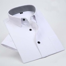 Quality Office Business Formal Mens Dress Tails Shirt Short Sleeve Shirts Casual Brand Summer Men Shirt Slim Fit Striped Tops 2024 - buy cheap