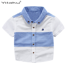 Yilaku/Популярные рубашки для мальчиков модная детская рубашка в стиле пэчворк с короткими рукавами красивые топы высокого качества для малышей, детская одежда для мальчиков, CG074 2024 - купить недорого