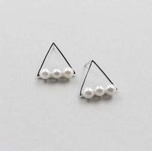 New!Real 925 Sterling Silver Jewelry For Women Triangle Pearl Earring Stud Small Stud Earring For Girls Wholesale 2024 - buy cheap